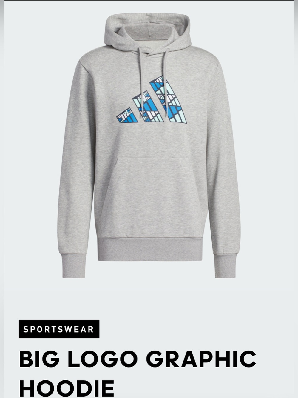 NEW MEN’s ADIDAS TREFOIL BIG LOGO GRAPHIC HOODIE - MEDIUM - #KD4736